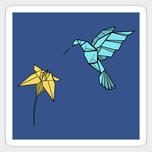 Origami hummingbird and wildflower Sticker